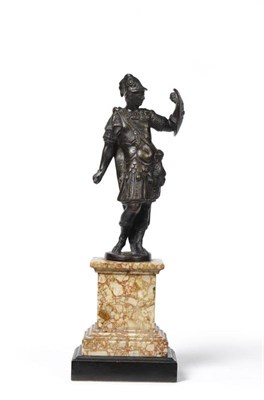 Lot 920 - An Italian Bronze Figure of Mars, probably Venetian, 17th century, standing wearing ornate...