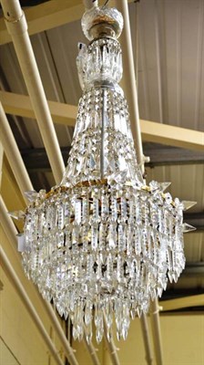 Lot 647 - Glass and brass mounted chandelier with glass drops