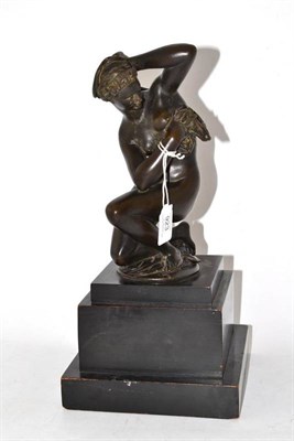 Lot 923 - After Giambologma: A Bronze Figure of Venus Bathing, 23.5cm high, on an ebonised stepped square...