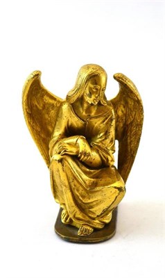 Lot 924 - A Gilt Bronze Figure of an Angel, in Renaissance style, the seated figure with flowing robes...