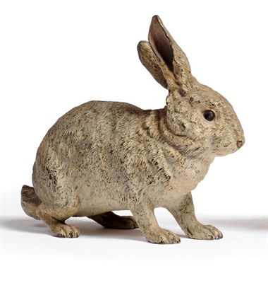 Lot 932 - An Austrian Cold Painted Bronze Figure of a Rabbit, early 20th century, crouching on all fours,...