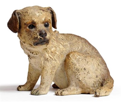 Lot 933 - An Austrian Cold Painted Bronze Figure of a Terrier, early 20th century, seated, with...