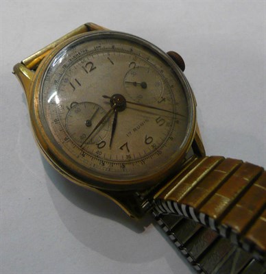 Lot 23 - A gilt and steel chronograph wristwatch