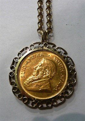 Lot 43 - A 1974 Krugerrand coin in a pendant on a chain