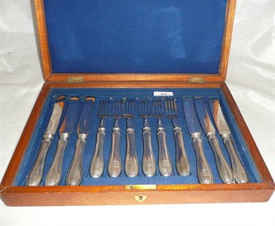 Lot 55 - Cased silver cutlery (six place setting)