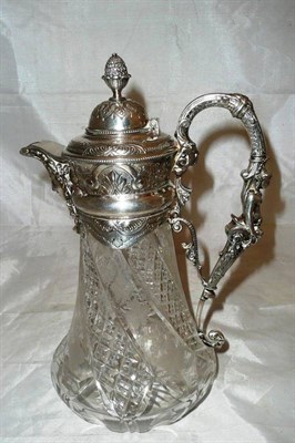 Lot 98 - A silver plated claret jug