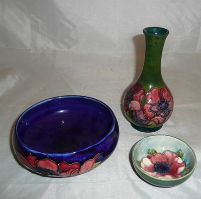 Lot 99 - Walter Moorcroft Anemone vase, bowl and dish (3)