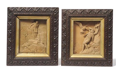 Lot 946 - A Pair of Carved Limewood Panels, 19th century, in the manner of Johann Kirchmeyer, depicting a...