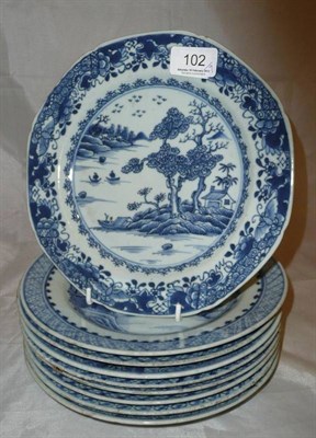 Lot 102 - Nine Chinese export plates