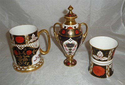 Lot 120 - A Royal Crown Derby small vase, Abbeyvale mug and vase