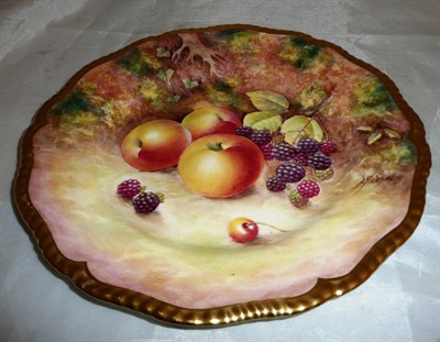 Lot 124 - Royal Worcester rope edge plate painted with fruit, signed D J Scyner