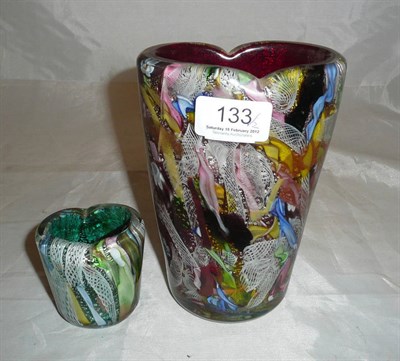 Lot 133 - Small art glass vase and a large glass vase