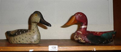 Lot 139 - Two painted wood decoy ducks