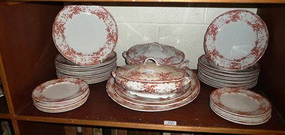 Lot 153 - A part twelve setting dinner service with six meat plates, two sauce tureens and stands etc