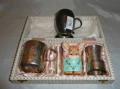 Lot 176 - A silver Christening mug and a Pendelfin Christening set, cased