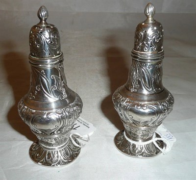 Lot 178 - Pair of silver pepper pots, 1880 John Newton