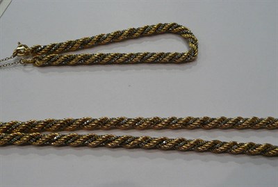 Lot 184 - An 18ct gold rope and box twist necklace and matching bracelet