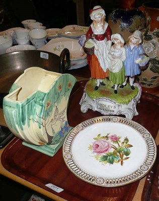 Lot 201 - A Yardley's lavender advertising figure, a Wadeheath Art Deco jug and a painted porcelain plate