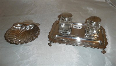 Lot 206 - George V silver inkstand, Sheffield 1920 by James and William Deakin and a Victorian silver...