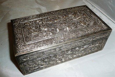 Lot 213 - White metal Chinese box