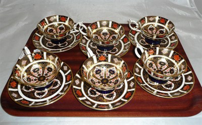 Lot 240 - Six Royal Crown Derby cups and saucers pattern 1128