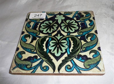 Lot 247 - A William De Morgan tile, impressed DM 98