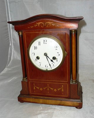 Lot 256 - An Edwardian inlaid mahogany mantel clock