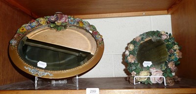 Lot 299 - Two barbola flower encrusted mirrors