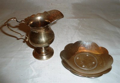 Lot 312 - Chester silver jug and small silver dish