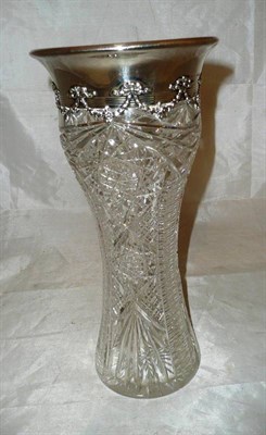 Lot 350 - A silver mounted cut glass vase