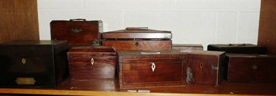 Lot 378 - A shelf of assorted tea caddies for restoration