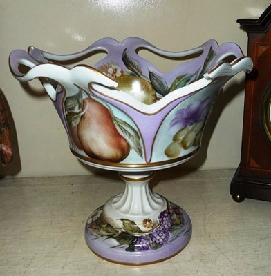 Lot 387 - A Limoges porcelain centrepiece with fruit painted decoration