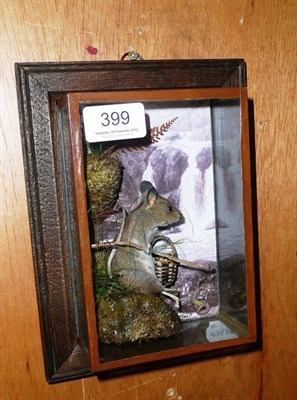 Lot 399 - A fishing mouse (by A J Armitstead, Darlington) in picture frame wall case