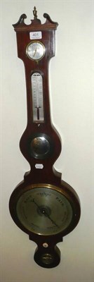 Lot 401 - Mahogany wheel barometer