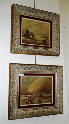 Lot 461 - A pair of 1950's/60's Dutch oil paintings signed Keller "winter landscapes"