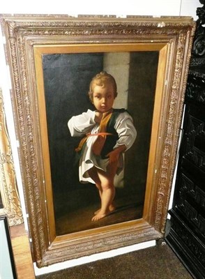 Lot 462 - A 19th century oil on canvas study of a young boy in a gilt gesso frame