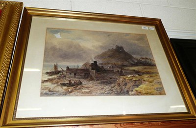 Lot 465 - John Syer Jr, watercolour, Welsh coastline with castle (restored)