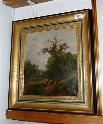 Lot 471 - Follower of Miles Birkett Foster, oil on canvas, children by an ancient tree on a country track