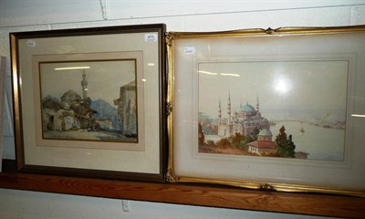 Lot 477 - Watercolour of an Eastern scene and a watercolour of a mosque