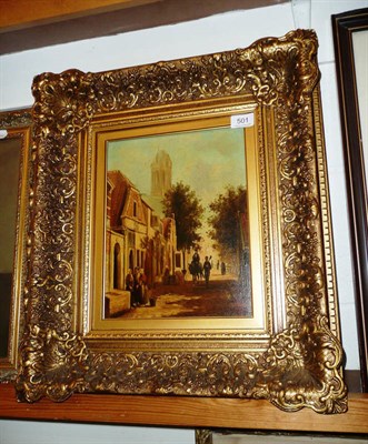 Lot 501 - An upright Dutch Street scene signed 'Houener'