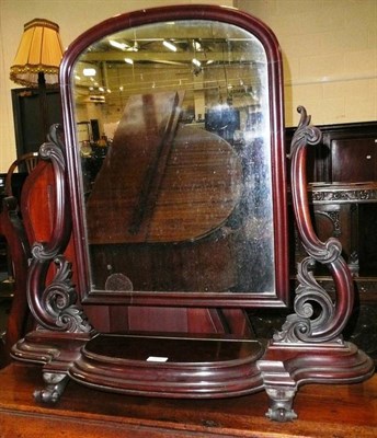 Lot 575 - A carved mahogany toilet mirror