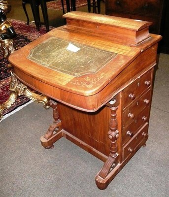 Lot 592 - An inlaid Davenport with leather writing slope