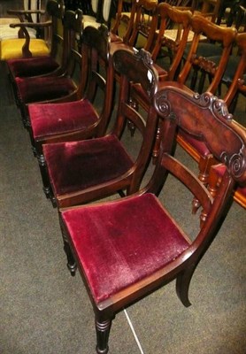 Lot 606 - A set of six William the IV mahogany dining chairs, with drop in seats (a.f.) and an 18th...