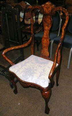 Lot 627 - Marquetry armchair