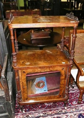 Lot 638 - A Victorian inlaid burr walnut whatnot/music cabinet