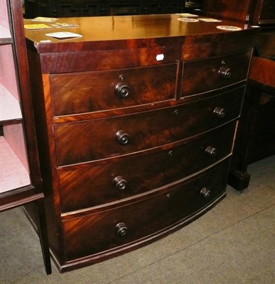 Lot 654 - A Victorian mahogany bow fronted four height chest of drawers