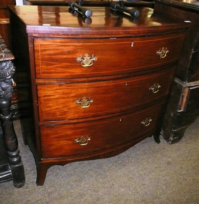 Lot 695 - George III/Regency mahogany bow chest on bracket feet