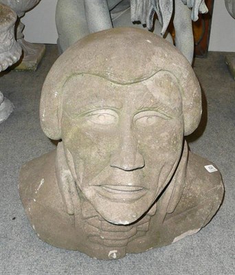 Lot 824 - Carved stone head of a gentleman