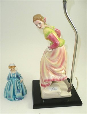 Lot 13 - Royal Worcester 'Grandmother's Dress' and a Continental pottery figure (mounted as a lamp)