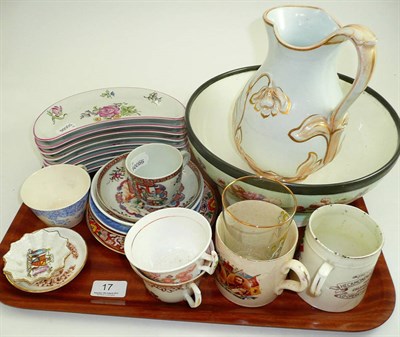 Lot 17 - 18th century cup and saucer, eight Spode side plates, porcelain bowl etc